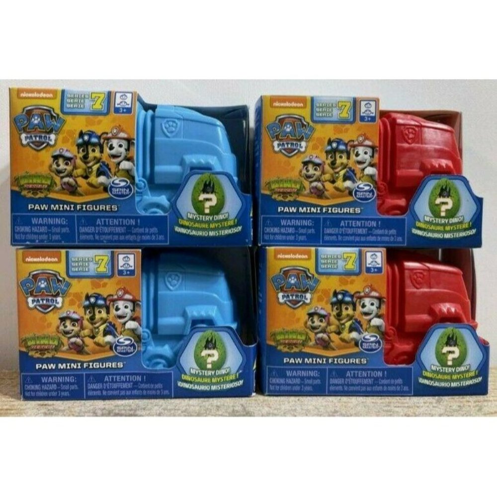 NEW Paw Patrol Dino Rescue 2020 Mini Figures (Lot Of 4) Series 7 2 blue 2 Red 3T